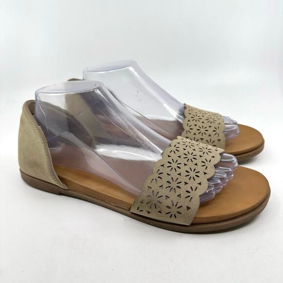 Andiamo D'Orsay Open Toe Slip On Ballet Flat Sandal Open Toe Grey Womens Size 9W - Picture 2 of 8